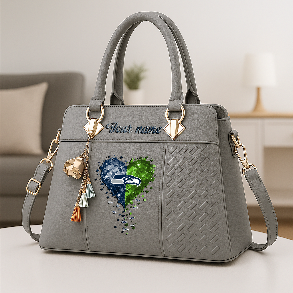 LIMITED EDITION - NEW CUSTOMIZED NFL06 SSH SEATTLE SEAHAWKS ZIP HANDBAG MULTICOLOR