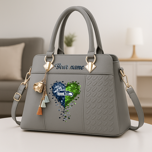 LIMITED EDITION - NEW CUSTOMIZED NFL06 SSH SEATTLE SEAHAWKS ZIP HANDBAG MULTICOLOR