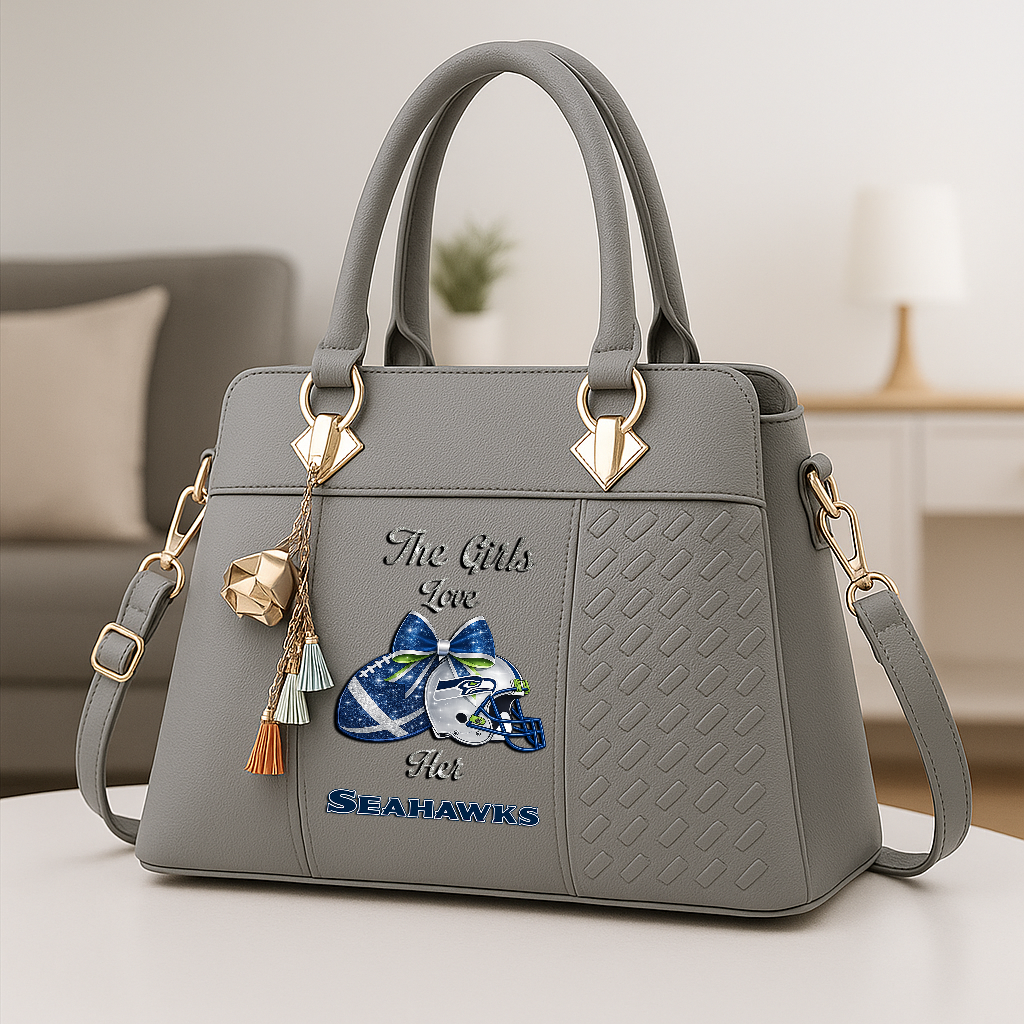 LIMITED EDITION - NEW CUSTOMIZED NFL06 SSH SEATLLE SEAHAWKS WOMEN'S ZIP HANDBAG MULTICOLOR