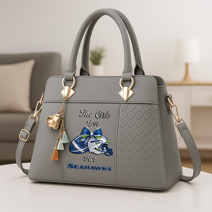 LIMITED EDITION - NEW CUSTOMIZED NFL06 SSH SEATLLE SEAHAWKS WOMEN'S ZIP HANDBAG MULTICOLOR