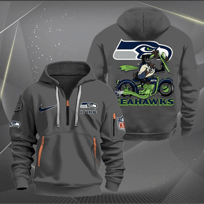[SPECIAL OFFER] NEW CUSTOMIZED NFL06 SSH SEATTLE SEAHAWKS MUTICOLOR QUARTER ZIP HOODIE