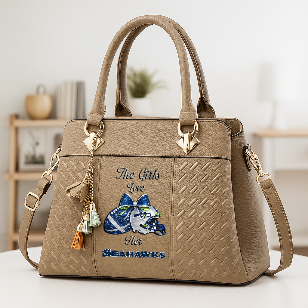 LIMITED EDITION - NEW CUSTOMIZED NFL06 SSH SEATLLE SEAHAWKS WOMEN'S ZIP HANDBAG MULTICOLOR