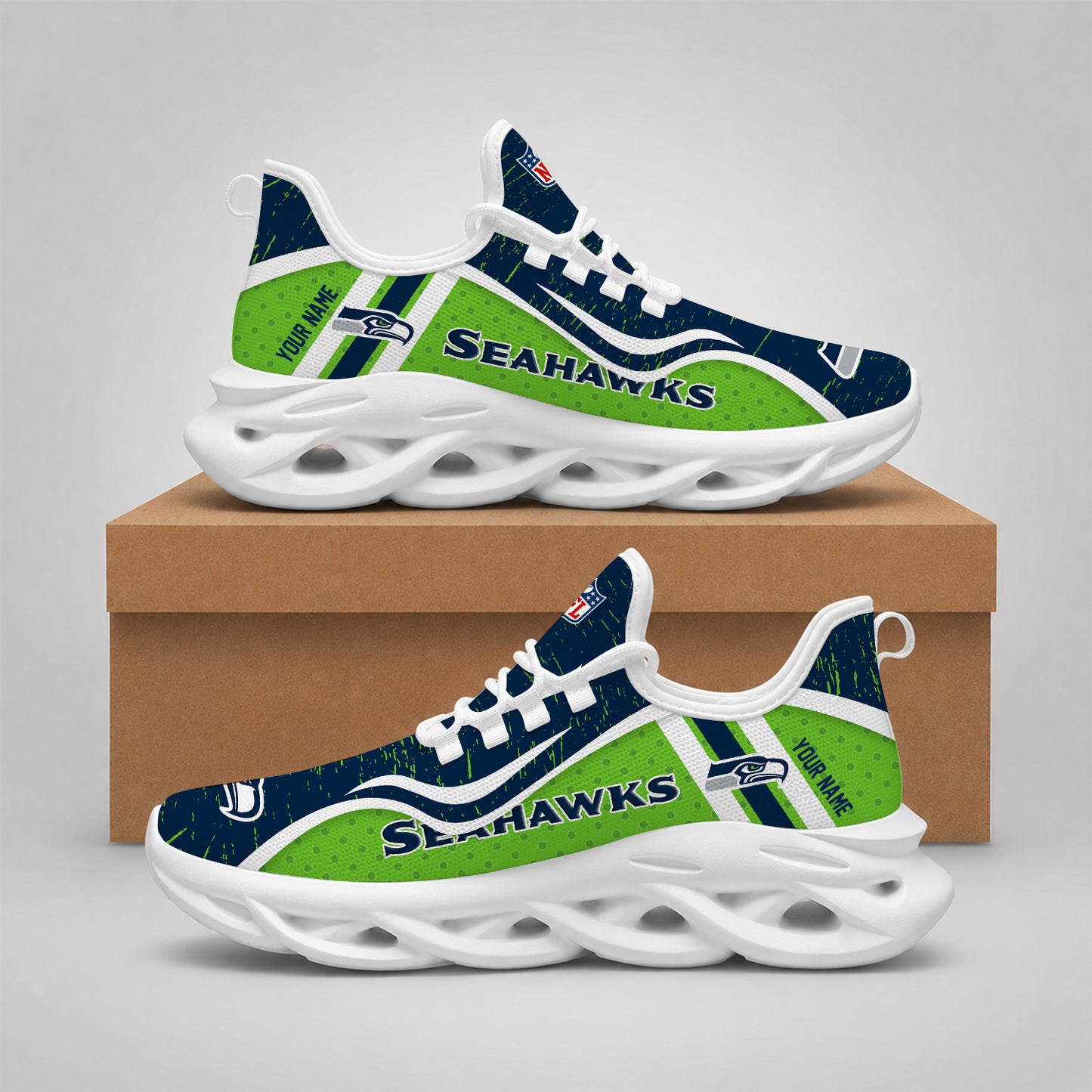 SPECIAL EDITION - NEW CUSTOMIZED NFL06 SSH SEATTLE SEAHAWKS MAX SOUL SHOES