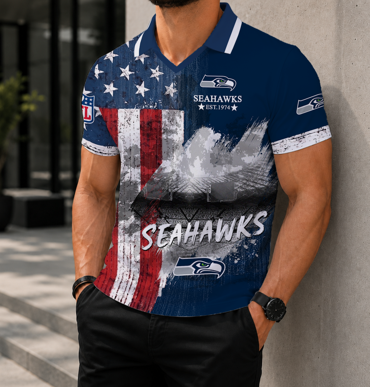 SPECIAL EDITION - NEW CUSTOMIZED NFL06 SSH SEATTLE SEAHAWKS POLO SHIRT