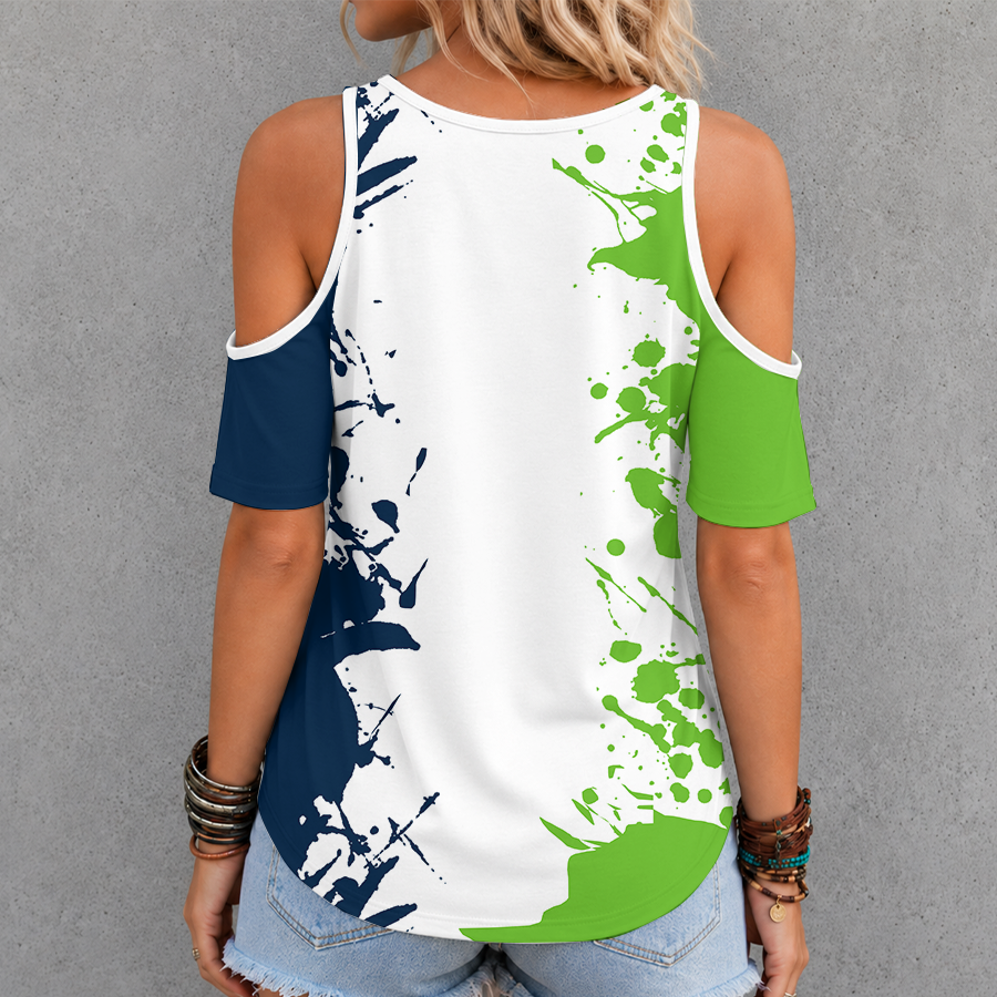 [SPECIAL OFFER] NEW CUSTOMIZED NFL06 SSH SEATTLE SEAHAWKS CRISS CROSS V-NECK TOP