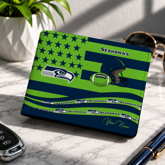 LIMITED EDITION - NEW CUSTOMIZED NFL06 SSH SEATTLE SEAHAWKS LEATHER WALLET