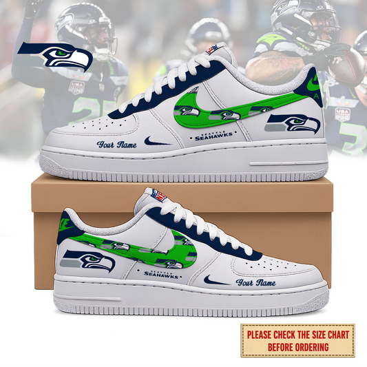 LIMITED EDITION - NEW CUSTOMIZED NFL06 SSH SEATTLE SEAHAWKS AF1 SHOES