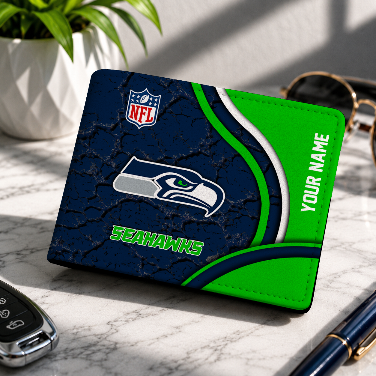 MEGA SALE - NEW CUSTOMIZED NFL06 SSH SEATTLE SEAHAWKS LEATHER WALLET