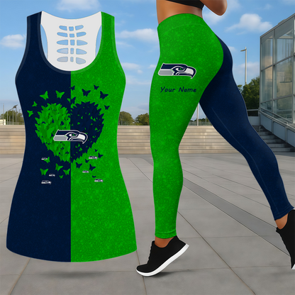 LIMITED EDITION - NEW CUSTOMIZED NFL06 SSH SEATTLE SEAHAWKS LEGGINGS & HOLLOW TANK TOP SET