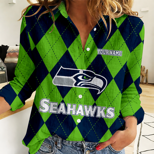 LIMITED EDITION - NEW CUSTOMIZED NFL06 SSH SEATTLE SEAHAWKS WOMEN CASUAL SHIRT FOR FAN
