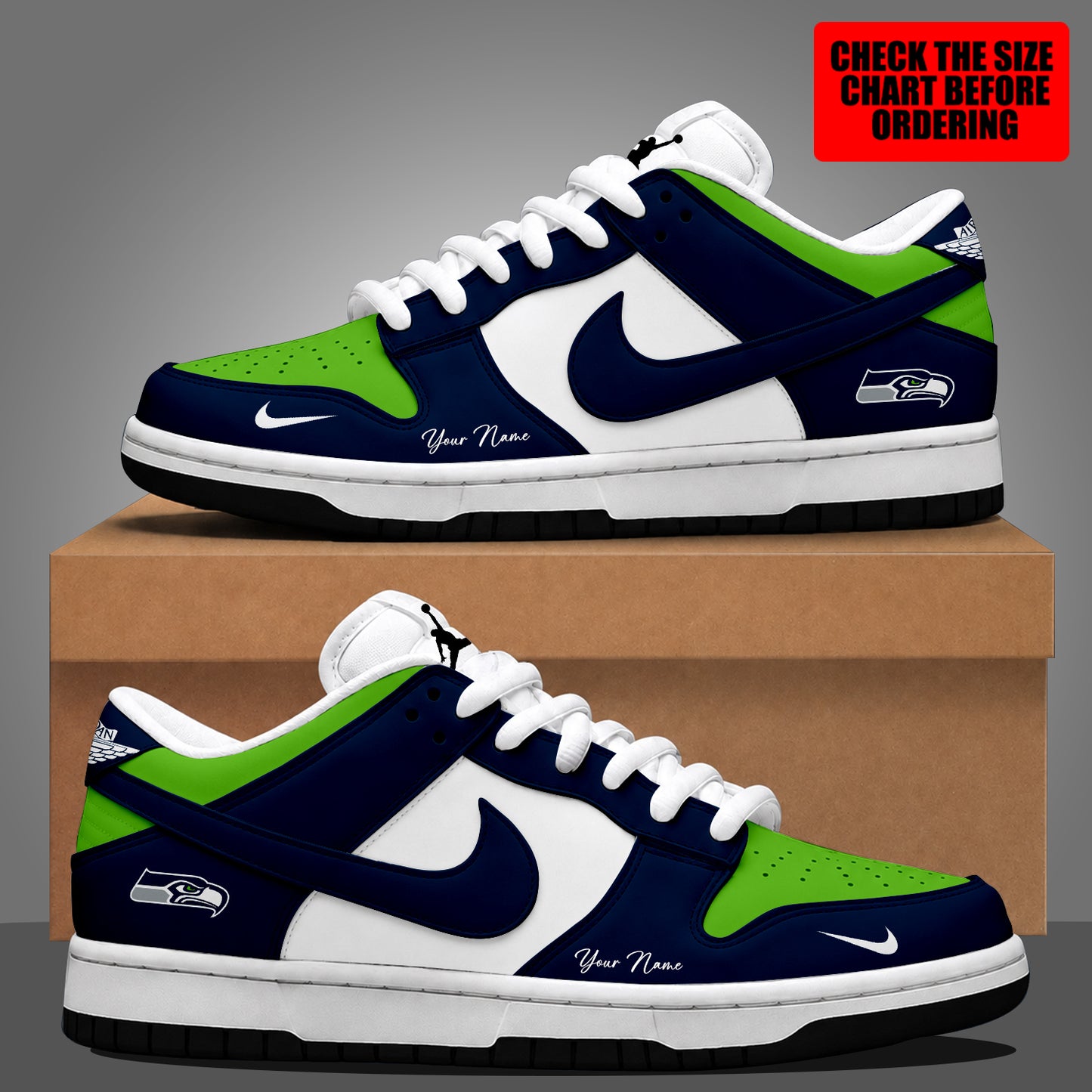 [SPECIAL OFFER] NEW CUSTOMIZED NFL06 SSH SEATTLE SEAHAWKS DUNK LOW SHOES