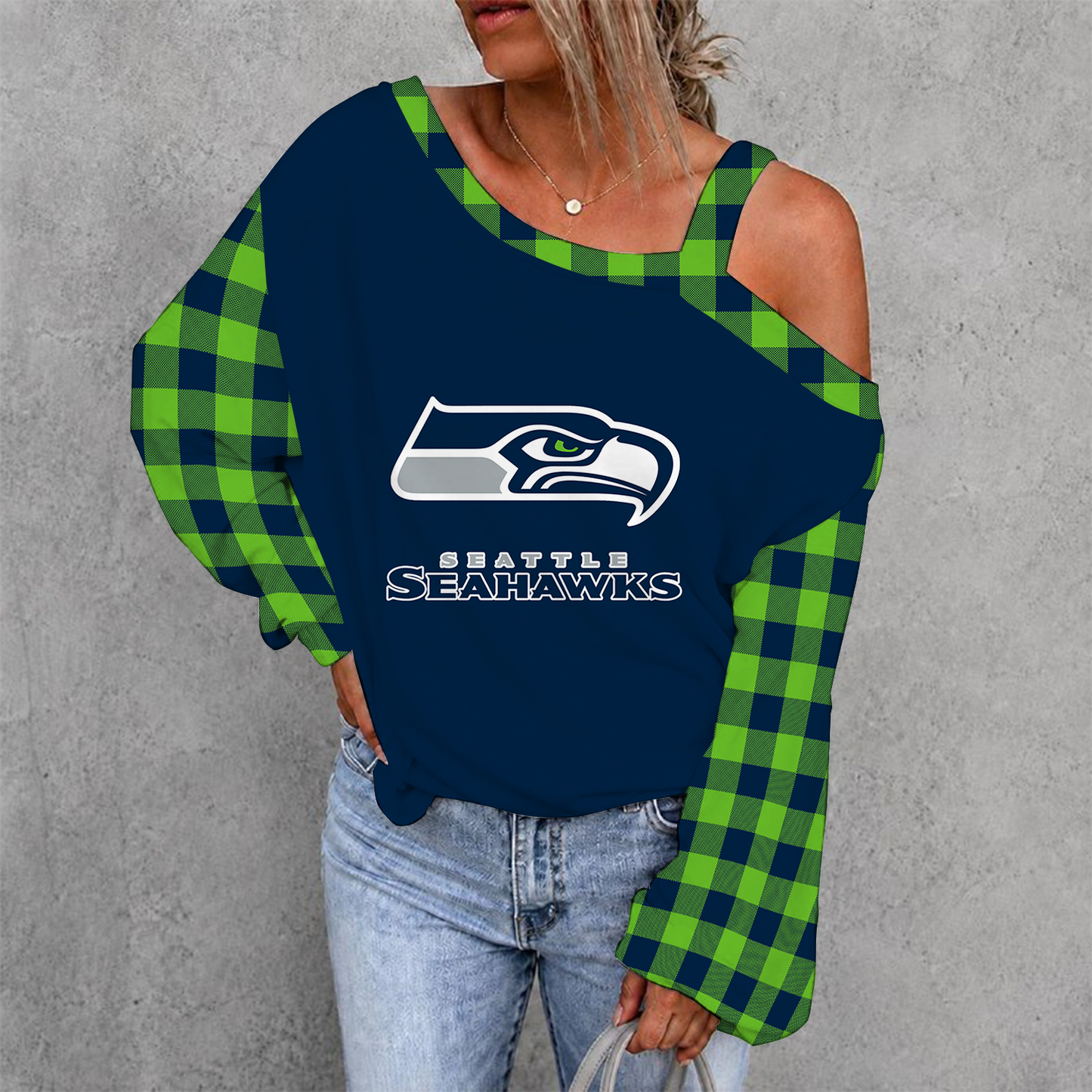 [SPECIAL OFFER] NEW CUSTOMIZED NFL06 SSH SEATTLE SEAHAWKS DROP SHOULDER SWEATSHIRT