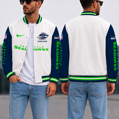 ELITE EDITION - NEW CUSTOMIZED NFL06 SSH SEATTLE SEAHAWKS SATIN VARSITY & BASEBALL JACKET