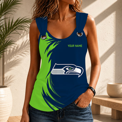 LIMITED EDITION - NEW CUSTOMIZED NFL06 SSH SEATTLE SEAHAWKS O-RING SHOULDER TANK TOP