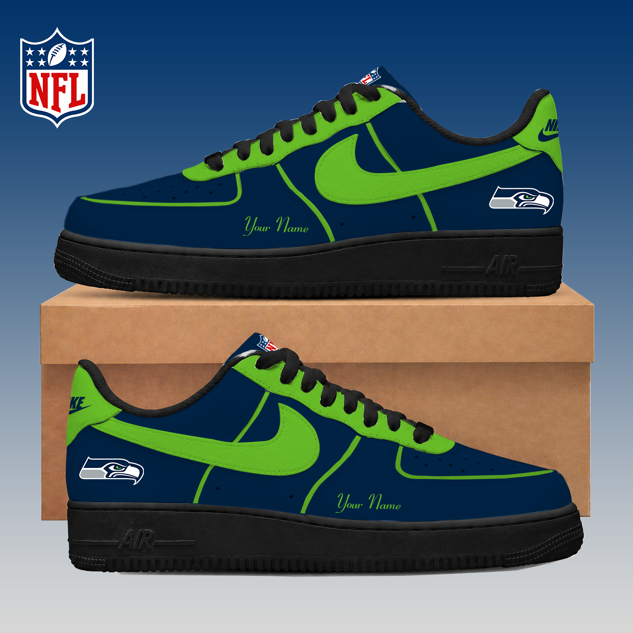 LIMITED EDITION - NEW CUSTOMIZED NFL06 SSH SEATTLE SEAHAWKS AF1 SNEAKERS