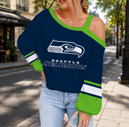 SPECIAL EDITION - NEW CUSTOMIZED NFL06 SSH SEATTLE SEAHAWKS DROP SHOULDER SWEATSHIRT