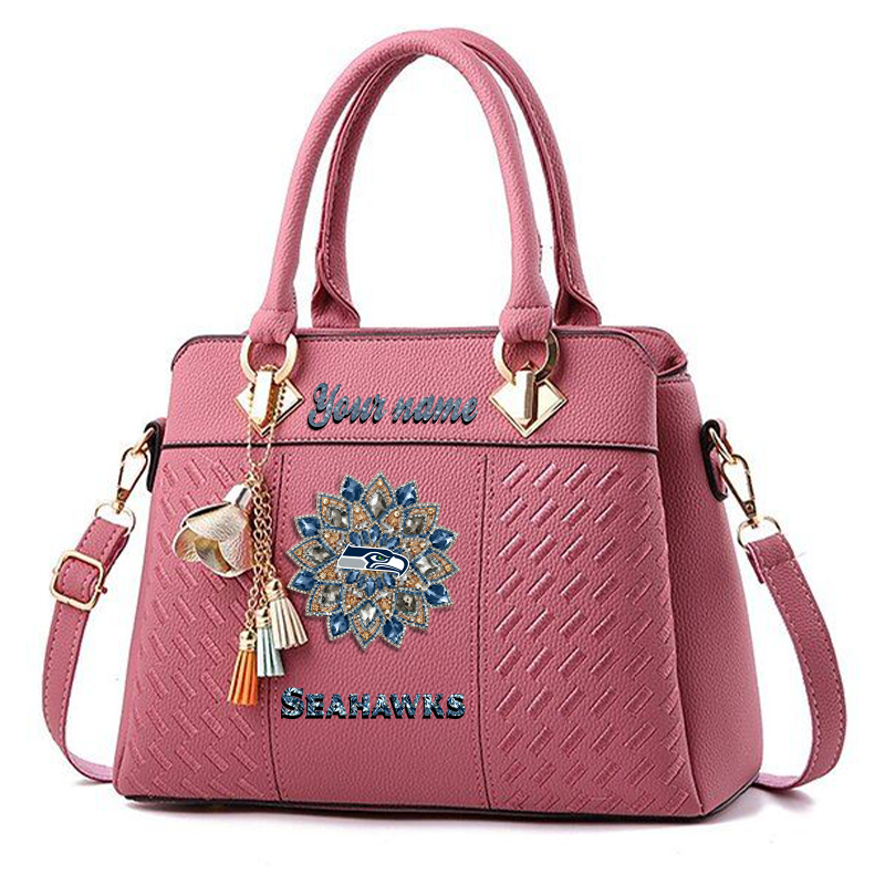 LIMITED EDITION - NEW CUSTOMIZED NFL06 SSH SEATLLE SEAHAWKS WOMEN'S ZIP HANDBAG MULTICOLOR
