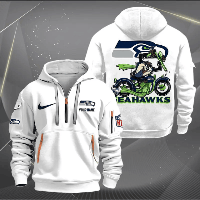[SPECIAL OFFER] NEW CUSTOMIZED NFL06 SSH SEATTLE SEAHAWKS MUTICOLOR QUARTER ZIP HOODIE