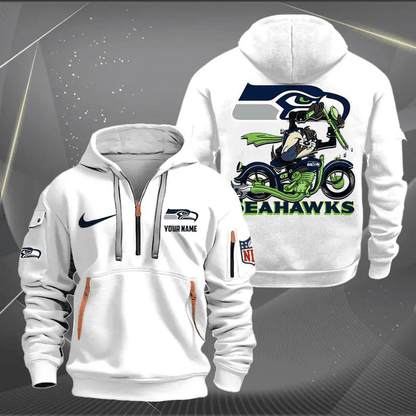 [SPECIAL OFFER] NEW CUSTOMIZED NFL06 SSH SEATTLE SEAHAWKS MUTICOLOR QUARTER ZIP HOODIE