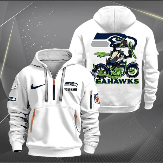 [SPECIAL OFFER] NEW CUSTOMIZED NFL06 SSH SEATTLE SEAHAWKS MUTICOLOR QUARTER ZIP HOODIE