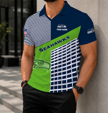 LIMITED EDITION - NEW CUSTOMIZED NFL06 SSH SEATTLE SEAHAWKS POLO SHIRT