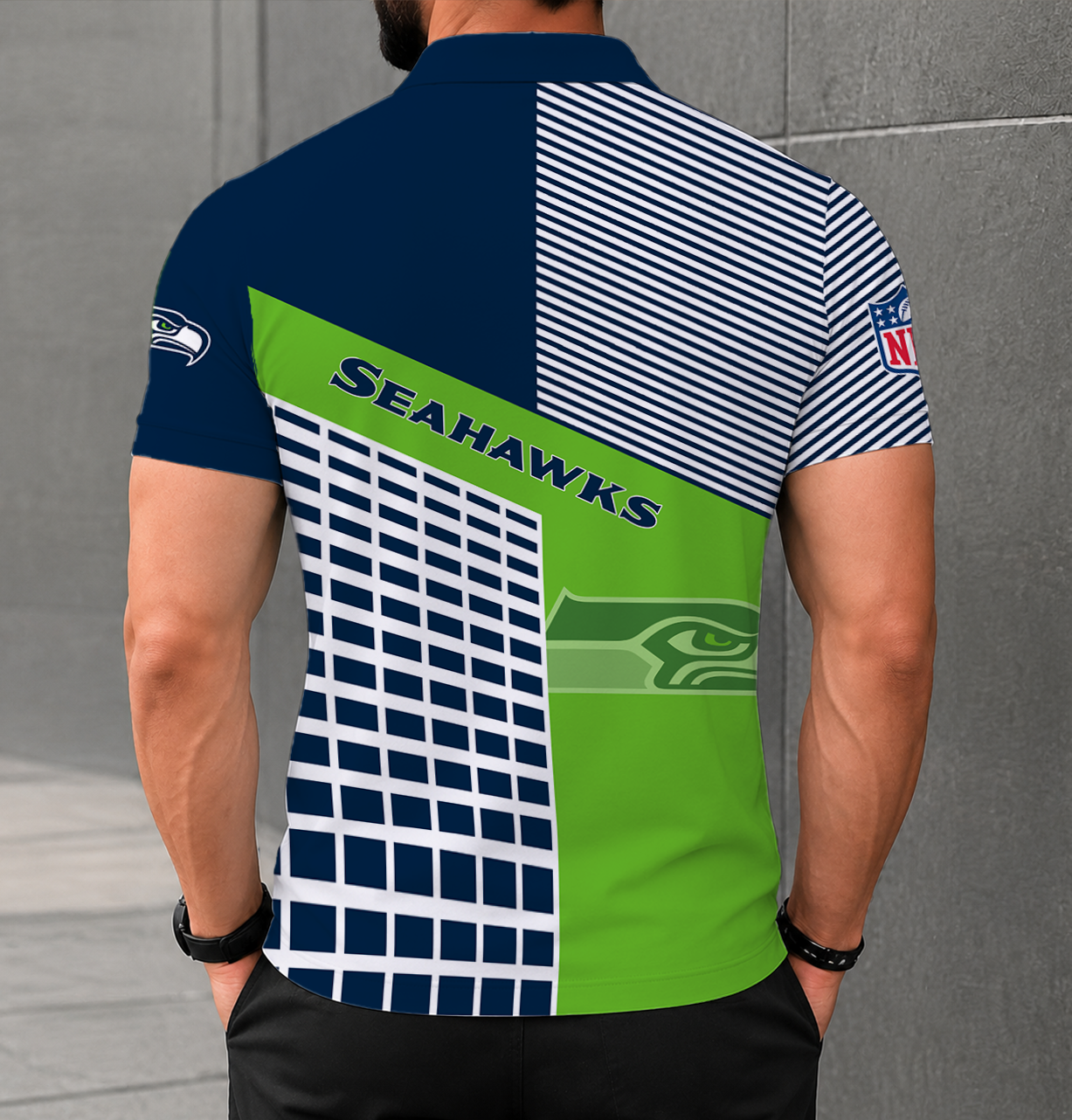 LIMITED EDITION - NEW CUSTOMIZED NFL06 SSH SEATTLE SEAHAWKS POLO SHIRT