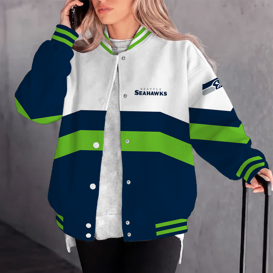 [SPECIAL OFFER] NEW CUSTOMIZED NFL06 SSH SEATTLE SEAHAWKS SATIN VARSITY & BASEBALL JACKET