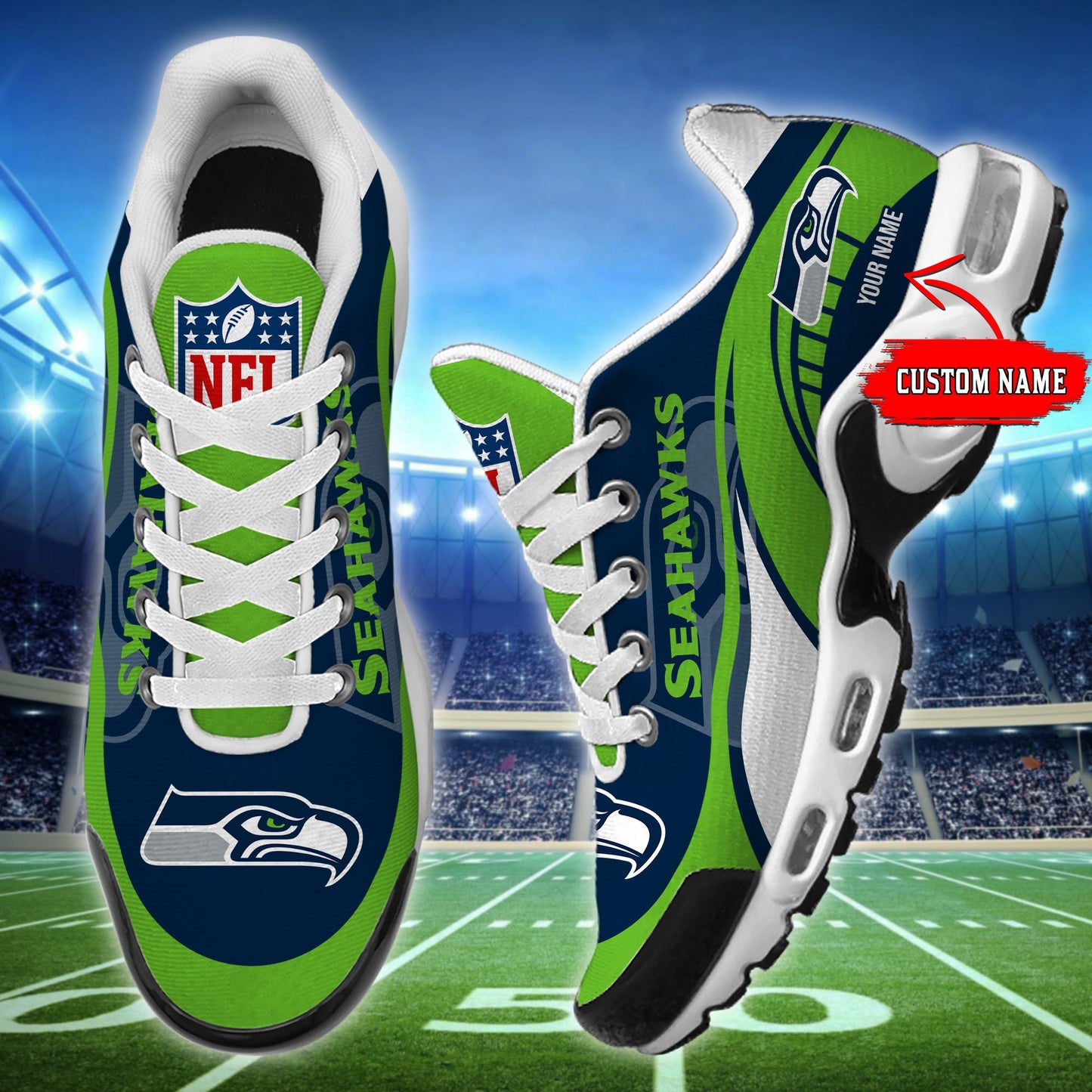 LIMITED EDITION - NEW CUSTOMIZED NFL06 SSH SEATTLE SEAHAWKS AIR MAX PLUS SNEAKERS