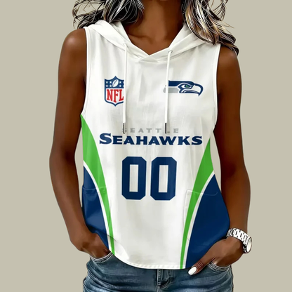 [SPECIAL OFFER] NEW CUSTOMIZED NFL06 SSH SEATTLE SEAHAWKS WOMEN'S SLEEVELESS HOODED POCKET TANK TOP