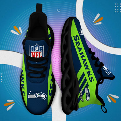LIMITED EDITION - NEW CUSTOMIZED NFL06 SSH SEATTLE SEAHAWKS UNISEX MAX SOUL SHOES