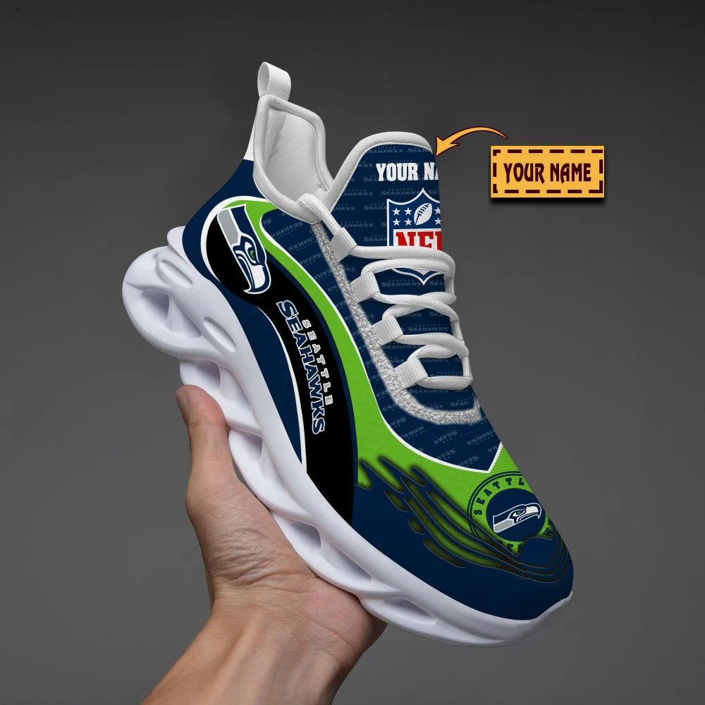 LIMITED EDITION - NEW CUSTOMIZED NFL06 SSH SEATTLE SEAHAWKS UNISEX MAX SOUL SHOES