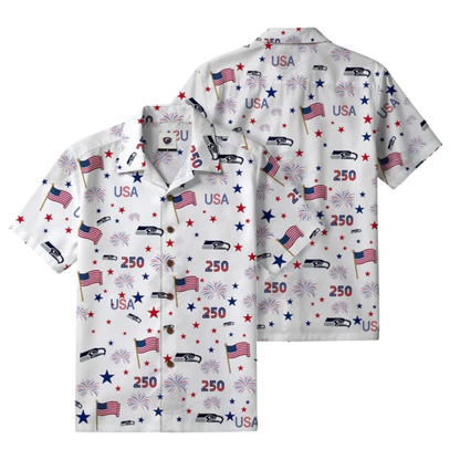 LIMITED EDITION - NEW CUSTOMIZED NFL06 SSH SEATTLE SEAHAWKS PATRIOTIC 250 USA HAWAIIAN SHIRT