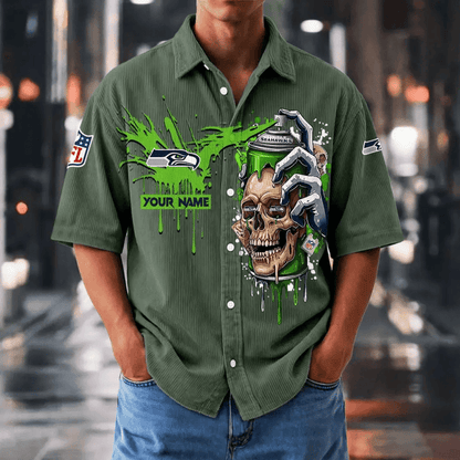 [SPECIAL OFFER] NEW CUSTOMIZED NFL06 SSH SEATTLE SEAHAWKS SEERSUCKER BUTTON SHIRT