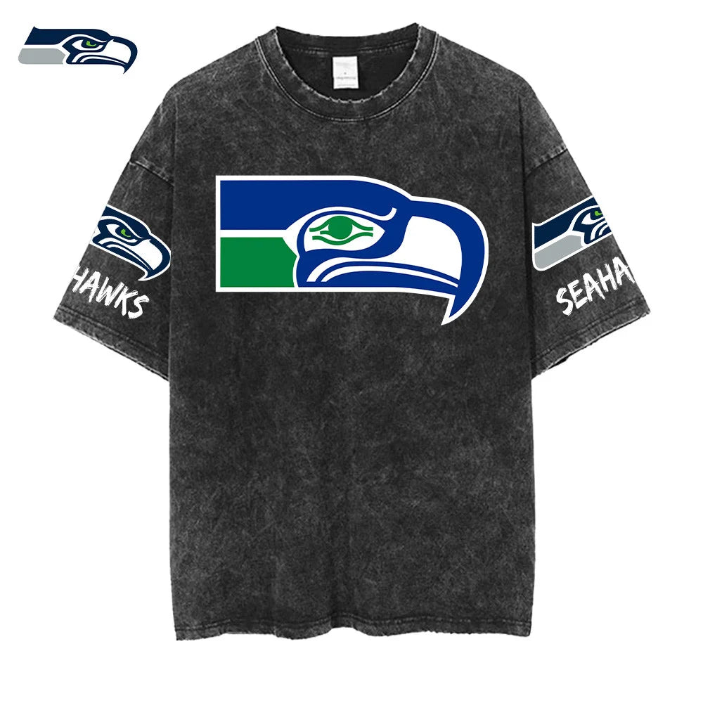 [SPECIAL OFFER] NEW CUSTOMIZED NFL06 SSH SEATTLE SEAHAWKS MULTICOLOR WASHED TEE