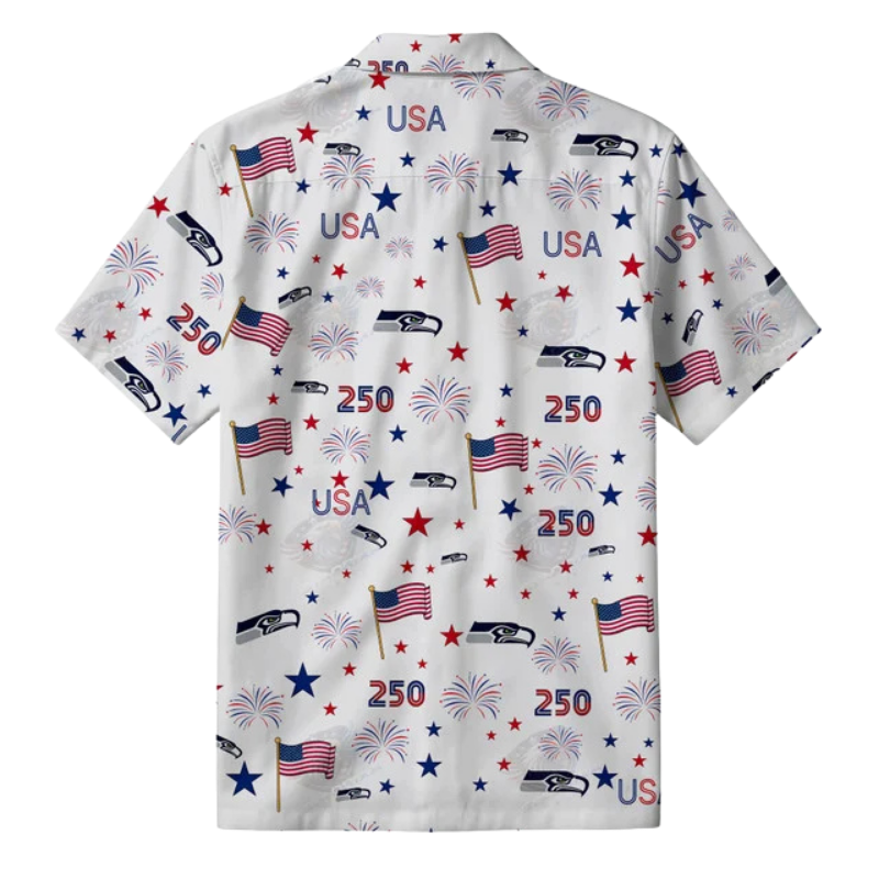 LIMITED EDITION - NEW CUSTOMIZED NFL06 SSH SEATTLE SEAHAWKS PATRIOTIC 250 USA HAWAIIAN SHIRT