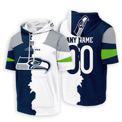 LIMITED EDITION - NEW CUSTOMIZED NFL06 SSH SEATTLE SEAHAWKS SHORT SLEEVE HOODIE T-SHIRT