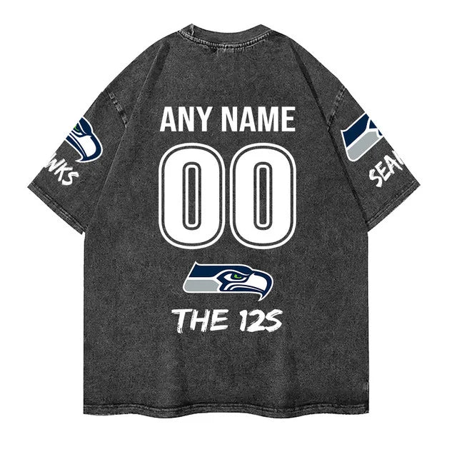 [SPECIAL OFFER] NEW CUSTOMIZED NFL06 SSH SEATTLE SEAHAWKS MULTICOLOR WASHED TEE