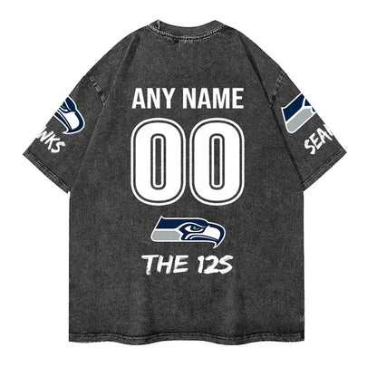 [SPECIAL OFFER] NEW CUSTOMIZED NFL06 SSH SEATTLE SEAHAWKS MULTICOLOR WASHED TEE