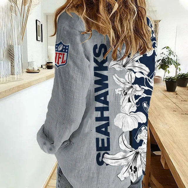 [SPECIAL OFFER] NEW CUSTOMIZED NFL06 SSH SEATTLE SEAHAWKS WOMEN CASUAL SHIRT FOR FAN