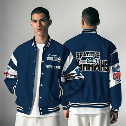 [HOT DEAL] NEW CUSTOMIZED NFL06 SSH SEATTLE SEAHAWKS SATIN VARSITY & BASEBALL JACKET