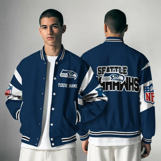 [HOT DEAL] NEW CUSTOMIZED NFL06 SSH SEATTLE SEAHAWKS SATIN VARSITY & BASEBALL JACKET