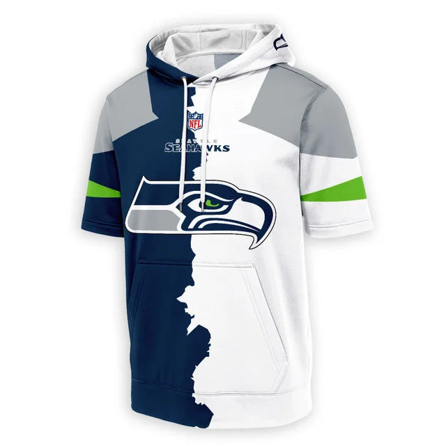LIMITED EDITION - NEW CUSTOMIZED NFL06 SSH SEATTLE SEAHAWKS SHORT SLEEVE HOODIE T-SHIRT