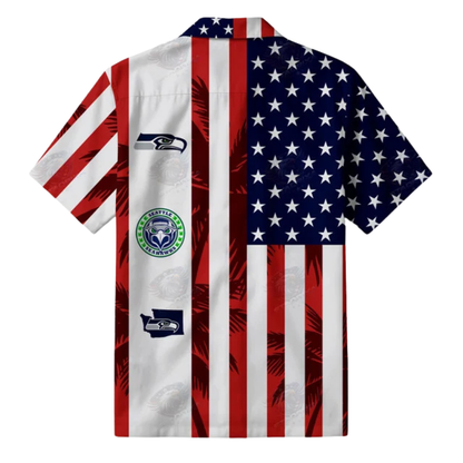 LIMITED EDITION - NEW CUSTOMIZED NFL06 SSH SEATTLE SEAHAWKS PATRIOTIC 250 USA HAWAIIAN SHIRT