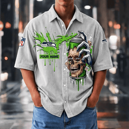 [SPECIAL OFFER] NEW CUSTOMIZED NFL06 SSH SEATTLE SEAHAWKS SEERSUCKER BUTTON SHIRT