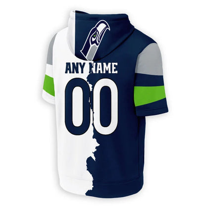 LIMITED EDITION - NEW CUSTOMIZED NFL06 SSH SEATTLE SEAHAWKS SHORT SLEEVE HOODIE T-SHIRT
