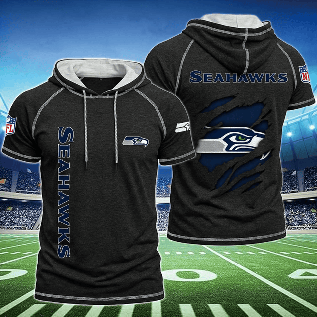 [SPECIAL OFFER] NEW CUSTOMIZED NFL06 SSH SEATTLE SEAHAWKS SHORT SLEEVE HOODIE