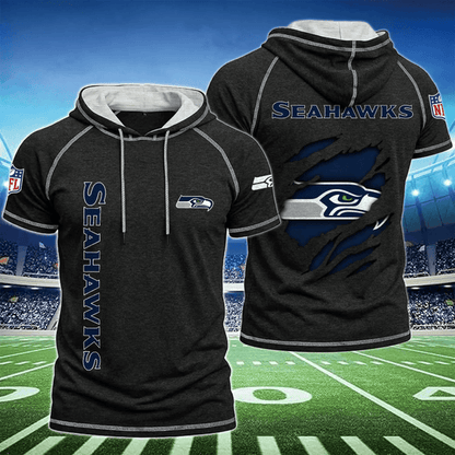 [SPECIAL OFFER] NEW CUSTOMIZED NFL06 SSH SEATTLE SEAHAWKS SHORT SLEEVE HOODIE