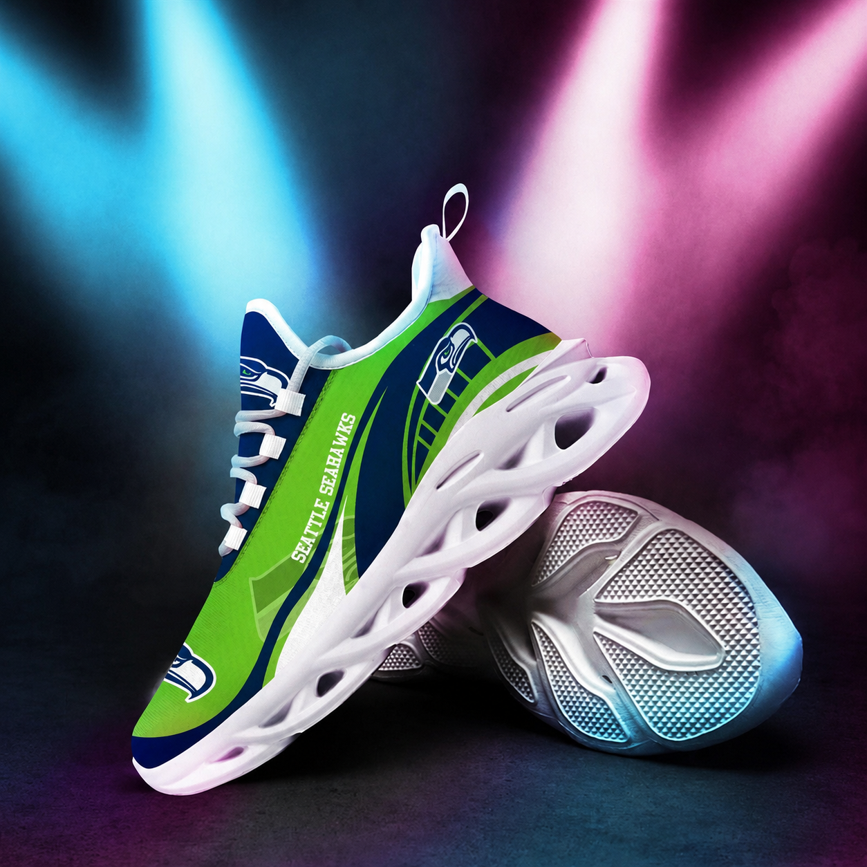 LIMITED EDITION - NEW CUSTOMIZED NFL06 SSH SEATTLE SEAHAWKS UNISEX MAX SOUL SHOES