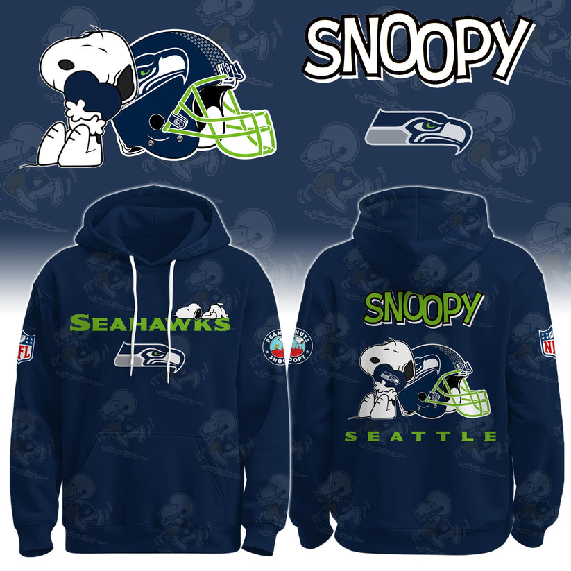 LIMITED EDITION - NEW CUSTOMIZED NFL06 SSH SEATTLE SEAHAWKS & SNOOPY UNISEX T-SHIRT, POLO, HOODIE & JACKETS