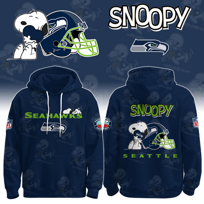 LIMITED EDITION - NEW CUSTOMIZED NFL06 SSH SEATTLE SEAHAWKS & SNOOPY UNISEX T-SHIRT, POLO, HOODIE & JACKETS
